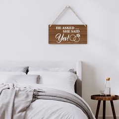 Rustic Wedding Sign She Said Yes, Engagement Wedding Photo Props Sign, Weddin…