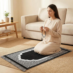 Ramadan & Eid Gift Set – Islamic Prayer Rug with Tasbih Beads, Premium Prayer Ma