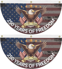 250Th Anniversary Fan Bunting 1.5X3Ft 2Pcs 250 Years of Freedom Party Supply Bri