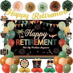 Retirement Decorations for Men Women, Colorful Vintage Retirement Party Set w…