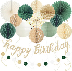 Sage Green Happy Birthday Decorations for Women, Pre-Strung Happy Birthday Banne