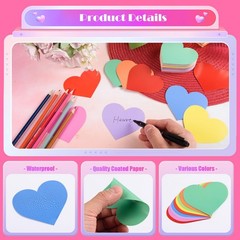 180 PCS 3.5 Inch Paper Heart Shaped Cutouts Assorted Color Valentines Decor