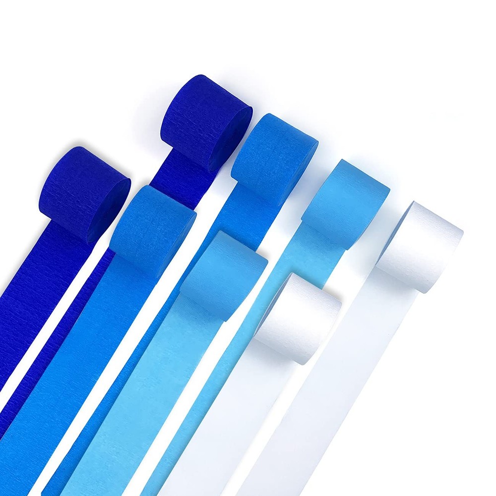8 Rolls 656 ft Blue Gradient Crepe Paper Streamers Birthday Party Decor