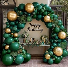 Emerald Green Gold Balloons Garland Double Dark Green Gold Balloons Hunter Fo…