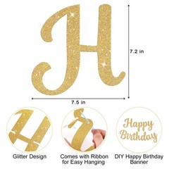 Glitter Happy Banner Sign Garland Wall Door Banners Flag for Men Boys Girls P…
