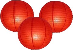 Pack of 3 4-Inch Red Round Paper Lanterns for Elegant Parties & Weddings