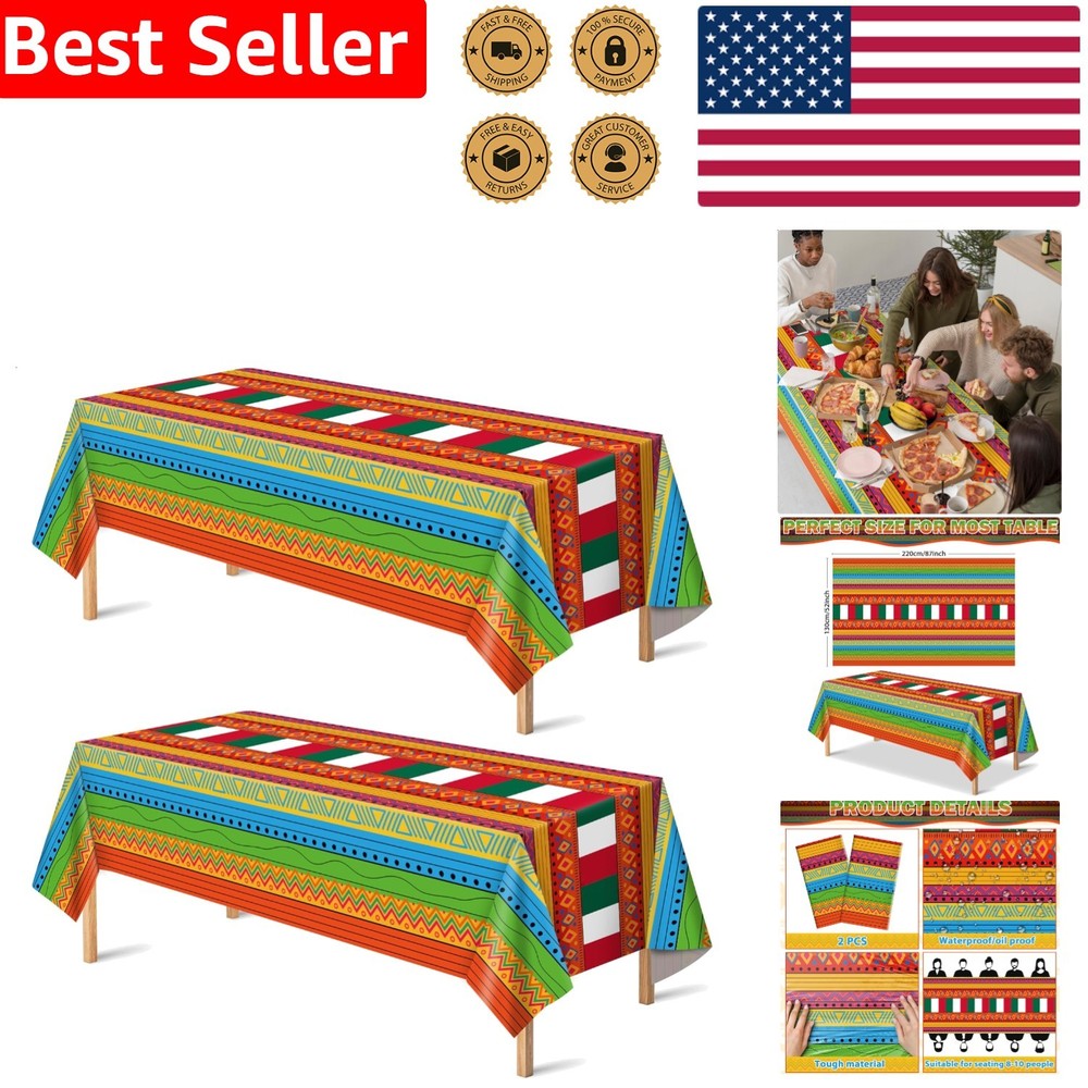 Day of Dead Tablecloths 2 Pack: Vibrant Mexican Fiesta Decor, Waterproof Cover