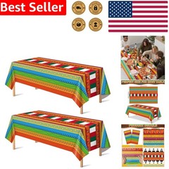 Day of Dead Tablecloths 2 Pack: Vibrant Mexican Fiesta Decor, Waterproof Cover