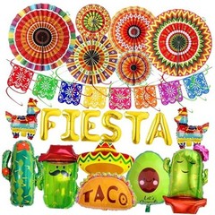 Mexican Party Decorations Fiesta Ballons – 23 Pcs Balloons Multicoloured Papar