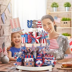 Durable Patriotic Wooden Sign Set – 14 Elegant Pieces for 4th of July Displays