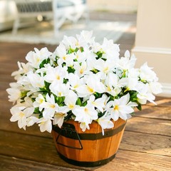 Artificial Flowers for Outdoors, 3 Bundles Fake Silk Azalea Bouquet Faux Flow…