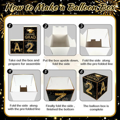 2026 Graduation Decorations Class of 2026 Black and Gold Congrats Grad Balloons,