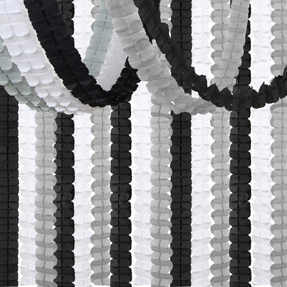 Black White-Silver Party-Decorations Streamers Garland – 157Ft Graduation Four-L
