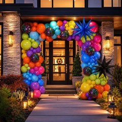 Neon Balloon Arch Kit, 122Pcs Bright Orange Green Blue Hot Pink Yellow Purple…