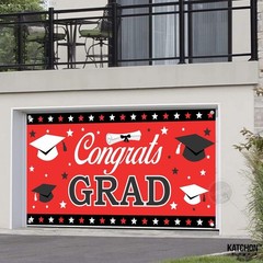 Graduation Decorations 2026 | Red and Black Congrats Grad Banner – 72×44 Inch…