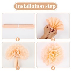 16 PCS Hot Pink Orange Party Decorations Tissue Paper Flowers Pom Poms Decora…
