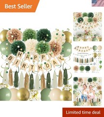 Green Birthday Party Decorations for Women Girls with Happy Birthday Banner,T…