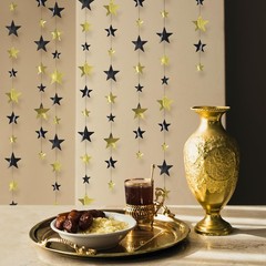 156ft Graduation Party Decorations Star Garland Black Gold Hanging Paper Twin…
