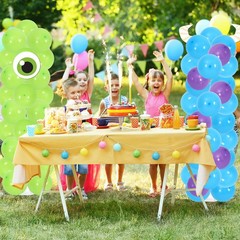 2 Sets Cartoon Monster Balloon Column Stand Kit Blue Purple Lime Green Adjust…