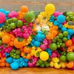 144Pcs Tropical Luau Balloon Arch Garland Kit Pineapple Flamingo Sun Beach Ba…