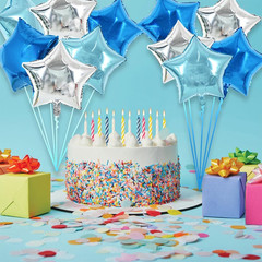 30Pcs 18 Inch Large Blue Silver Star Shape Foil Balloons Big Stars Helium Mylar