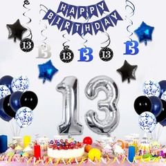 Complete Dark Blue 13th Birthday Party Kit – Banner & High-Quality Balloons