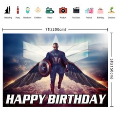 Captain America Birthday Decoration Party Supplies Backdrop Banner Vinyl