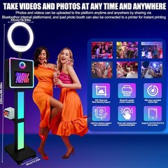 Portable Photo Booth with Printer Stand,Selfie Station for Event Rental Business