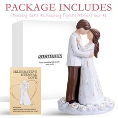Wedding Cake Toppers Bride Groom Hand Painted Resin Sculpture Couple Gift