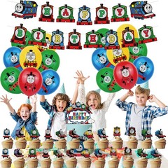 Thomas Train Birthday Party Decorations Set – 1 Banner, 16 Balloons, 25 Toppers