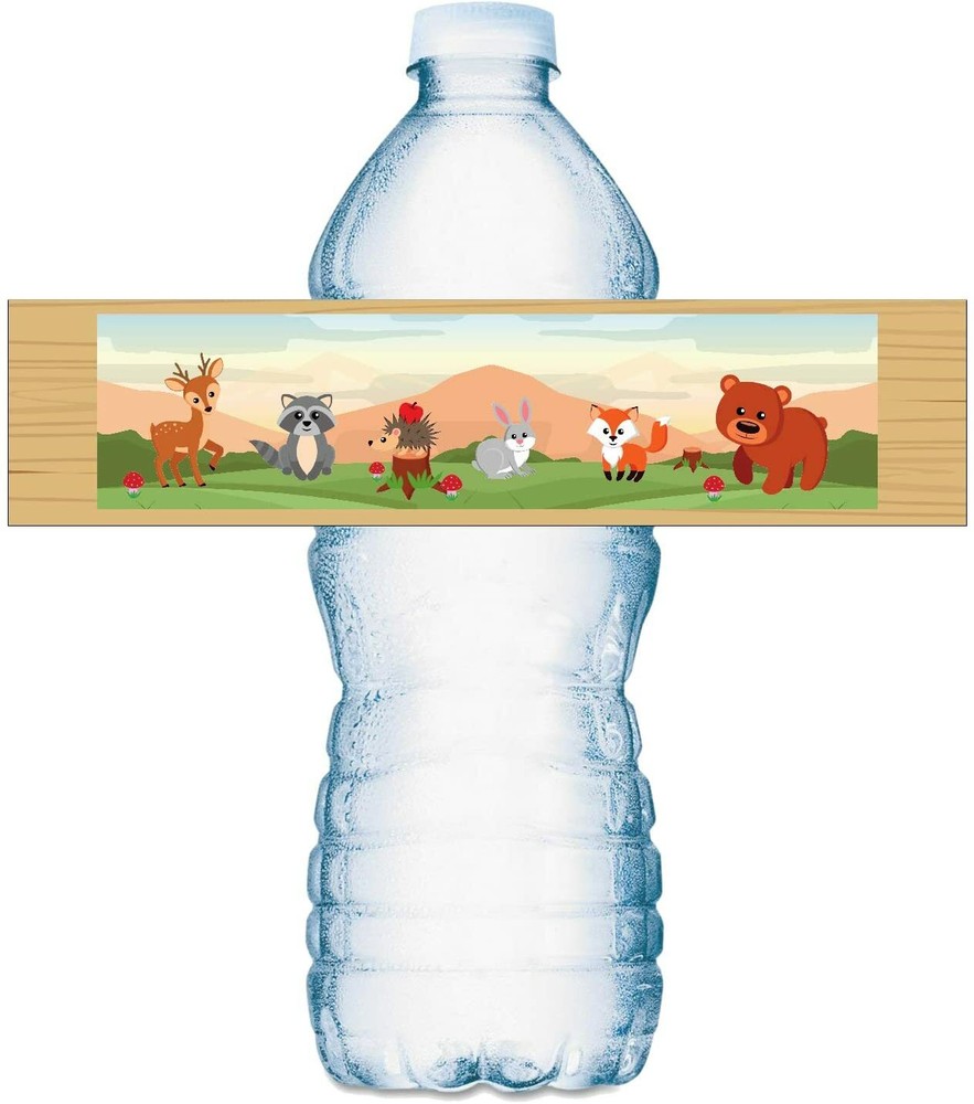 20 Forest Animals Water Bottle Labels Woodland Animals Waterproof Glossy Labels