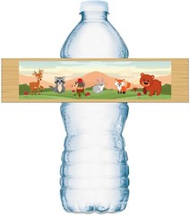 20 Forest Animals Water Bottle Labels Woodland Animals Waterproof Glossy Labels
