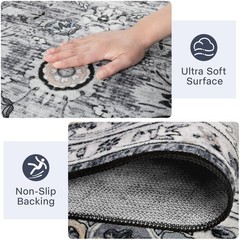 Runner Rug for Kitchen Hallway 2×6 Washable 2′ x 6′ (Runner), Grey