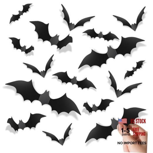 PitenoPcs Bats Halloween Decorations Party Supplies, Realistic PVC Standard 140