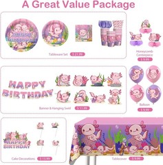 Axolotl Birthday Decorations Set for Girls