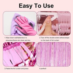 Metallic Foil Fringe Tinsel Curtains – 2 Pack 3.28 x 6.56 ft Party Backdrop
