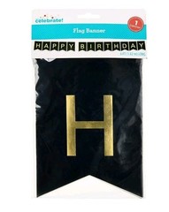 Black/Gold Happy Birthday Flag Banner, 6′, by Way To Celebrate