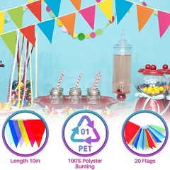 20x Bunting Flags Multi Coloured PVC Banner For Party Indoor Outdoor 10m/33feet