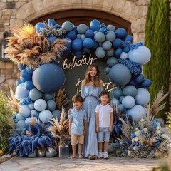 Dusty Blue Balloon Arch Light Dark Blue Balloons Different Size Blueberry Bal…