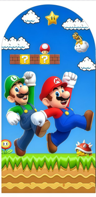 Super Mario Bros Arch Backdrop Cover Background Kids Birthday Party Banner Decor