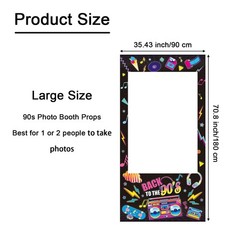 90s Party Decorations Photo Booth Props – 1990s Throwback Theme Party Frame &…