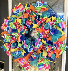 Birthday Balloon Party Front Door Deco Mesh Wreath Festive Bright Cheerful