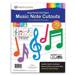 70pcs Colorful Music Notes Cutouts Musical Party Decorations in 7 Designs, US…