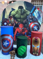Themed Round Backdrops w/ Matching Cylinder Covers-Many Designs Party Decor Set