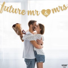 Gold Glitter Future Mr & Mrs Banner – 10 Feet, Pre-Strung | Future Mr and Mrs…