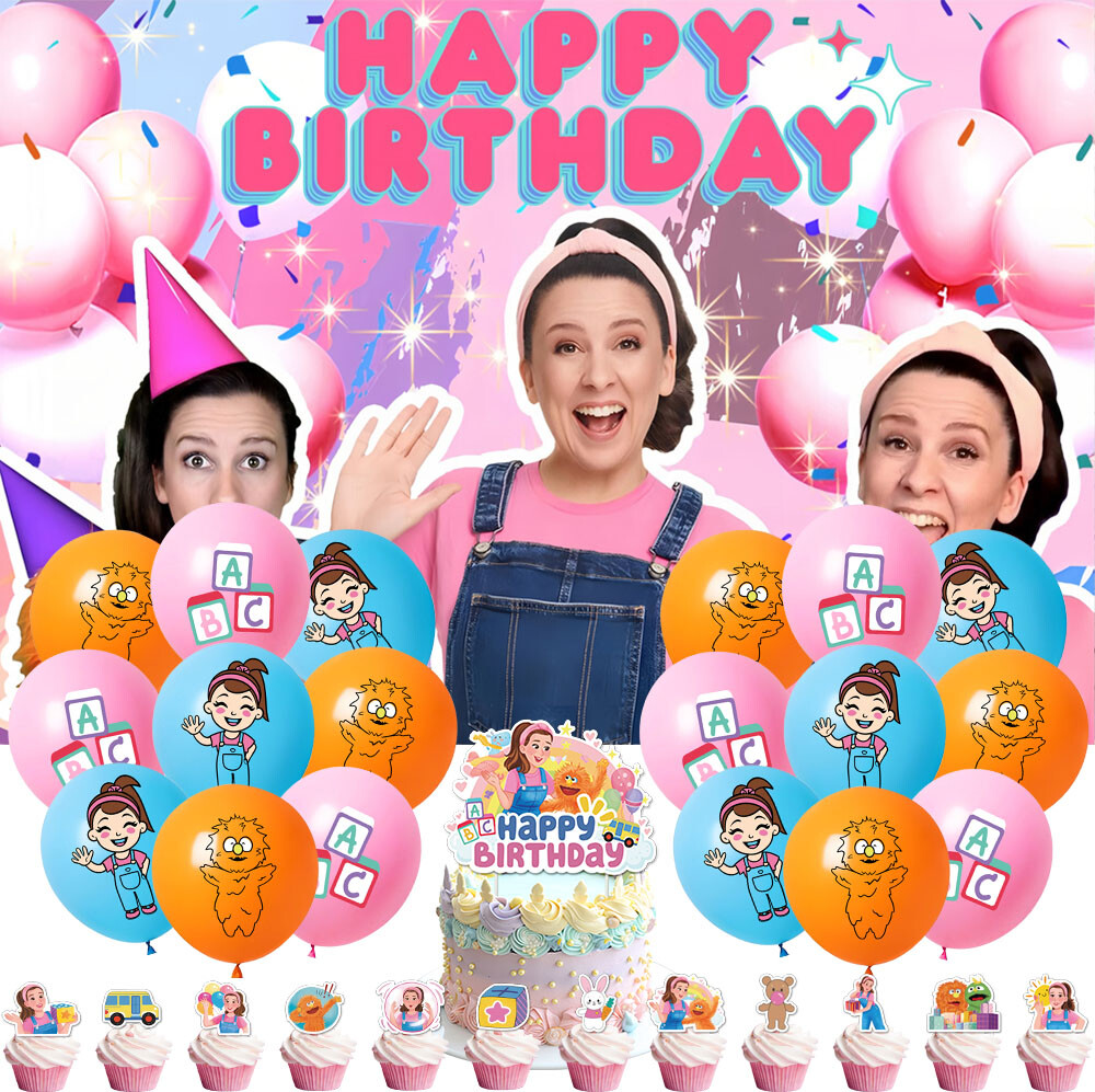 Ms Rachel Party Supplies Birthday Decoration Balloons Cake Topper Banner 5x3ft