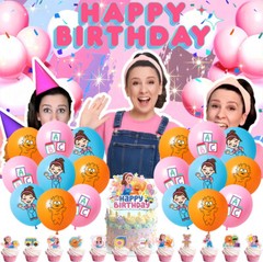 Ms Rachel Party Supplies Birthday Decoration Set Balloons Backdrop Cake Toppers