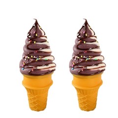 2PCS Artificial Ice Cream Brown White Fake Dessert Model Bakery Display Prop