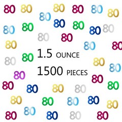Number 80 Confetti Birthday Anniversary Event Party Decor 1.5 oz Multi
