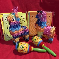 Mexican Party Decorations- 2 Mini Piñatas, 2 Maracas And 1 Banner